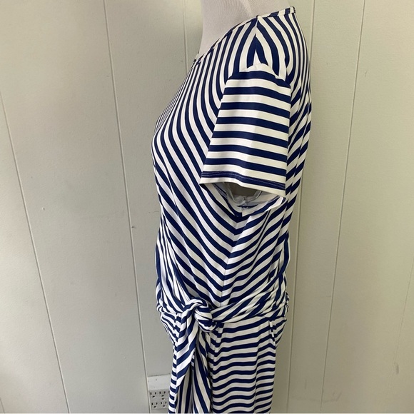 J MCLAUGHLIN Cap Sleeve Elora Dress Size XL White Navy  Blue Catalina Cloth - Picture 8 of 15